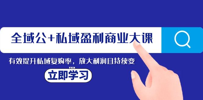 示范区公 公域赢利商业服务大课，全面提升公域回购率，变大盈利且持续转现-暖阳网-优质付费教程和创业项目大全-沐颜网创资源