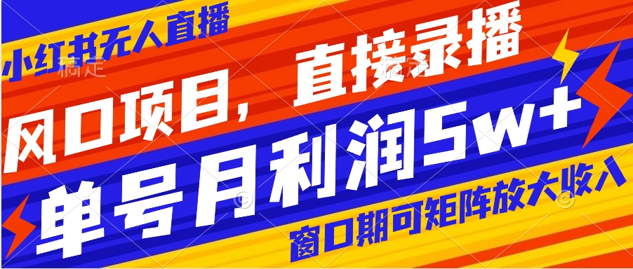 风口项目，小红书无人直播带货，直接录播，可矩阵，月入5w+-暖阳网-优质付费教程和创业项目大全-沐颜网创资源