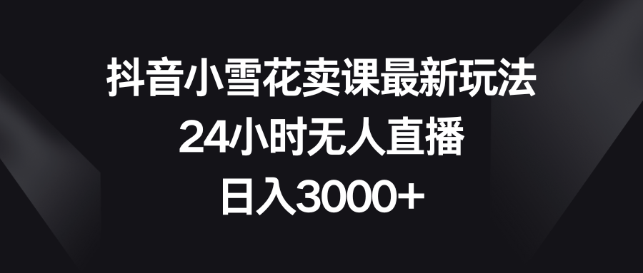抖音小小雪花购买课程全新游戏玩法，24钟头无人直播，日赚3000-沐颜网创资源