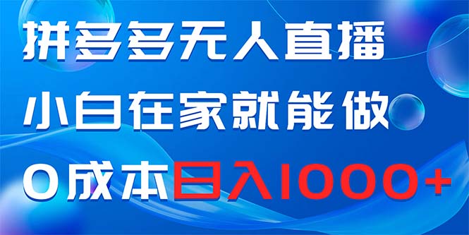 拼多多平台无人直播，新手在家也能做，0成本费日赚1000-沐颜网创资源