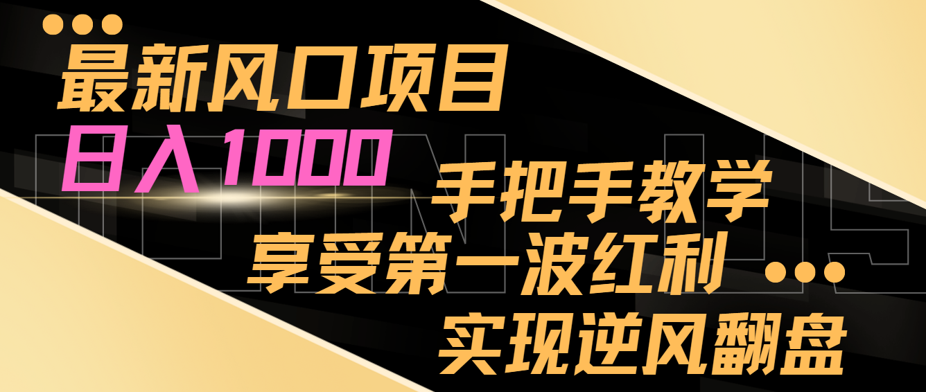 全新蓝海项目，日入了千，抓住当下出风口，享有第一波收益，完成让二追三-沐颜网创资源