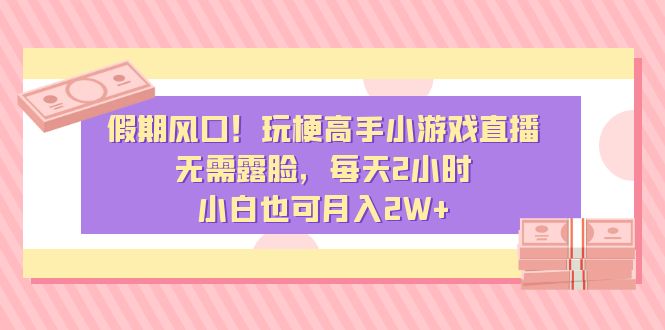假日出风口！造梗大神小游戏直播，不用漏脸，每日2钟头，新手也可以月入2W-沐颜网创资源