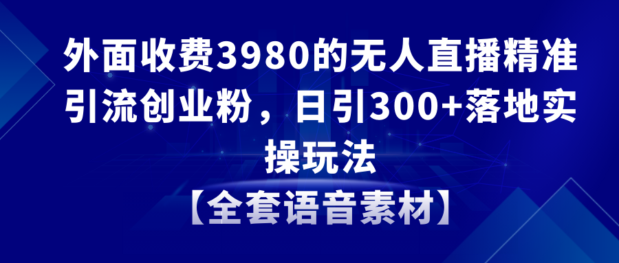 无人直播精准引流方法自主创业粉，日引300 落地式实际操作游戏玩法【整套语音素材】-沐颜网创资源