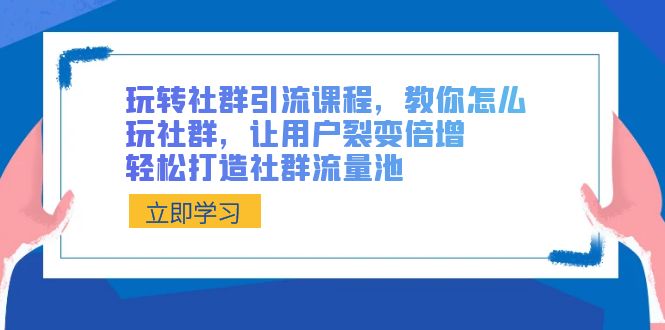 玩转社群 引流课程，教你怎么玩社群营销，让裂变拉新增长，让你拥有社群营销流量入口-沐颜网创资源