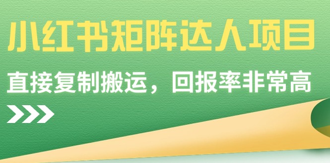 小红书的引流矩阵大咖新项目，直接复制运送，收益率非常高-沐颜网创资源