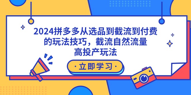2024拼多多从选品到截流到付费的玩法技巧，截流自然流量玩法，高投产玩法-沐颜网创资源