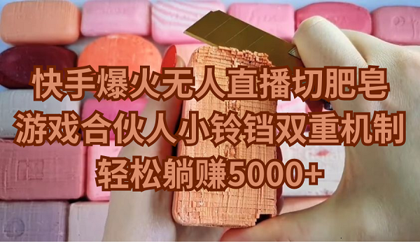 快手爆火无人直播切肥皂，游戏合伙人小铃铛双重机制，轻松躺赚5000+-沐颜网创资源