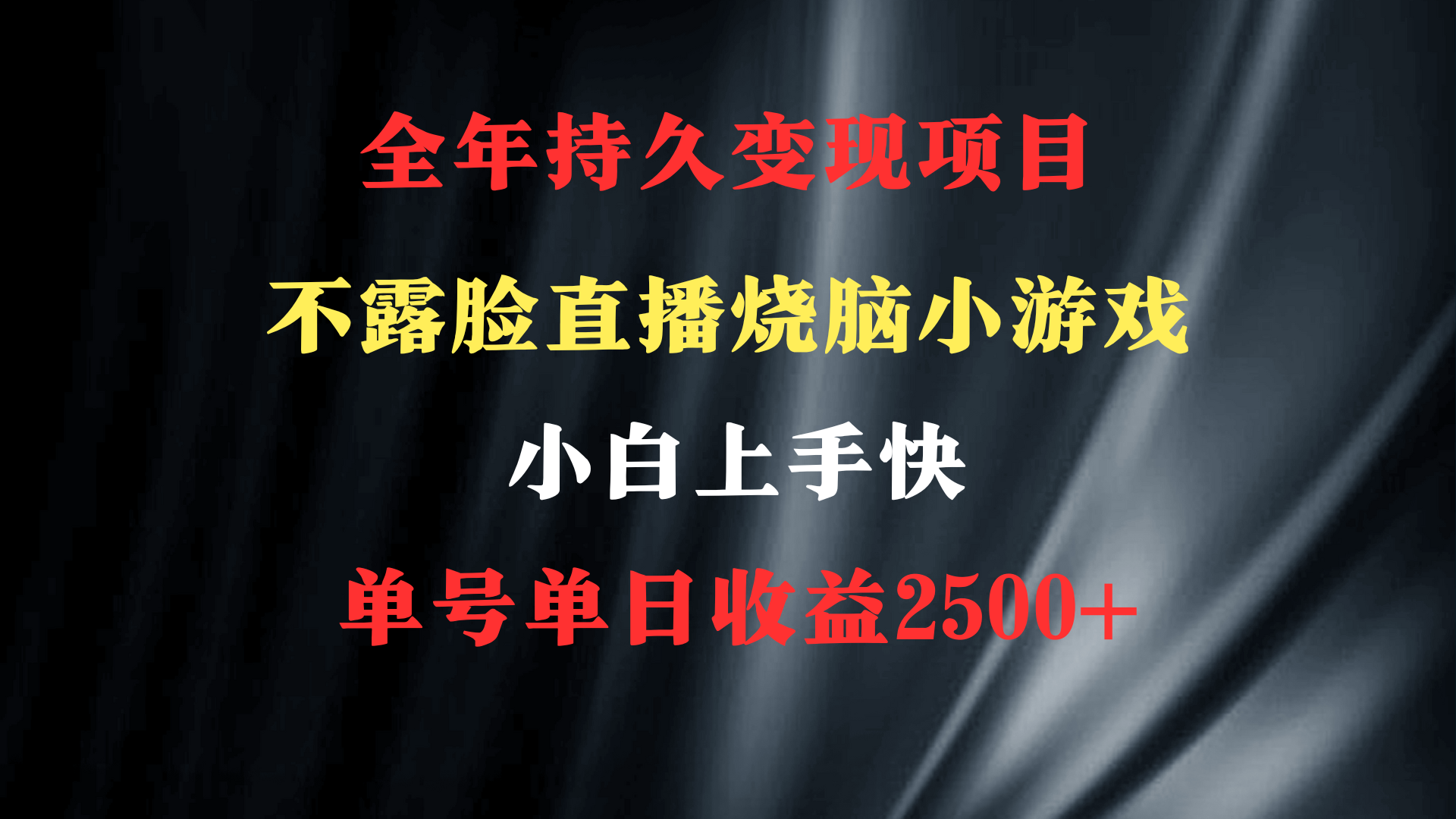 2024年 最佳新项目，烧脑小游戏不露脸直播  新手易上手 零门槛 一天盈利2500-沐颜网创资源
