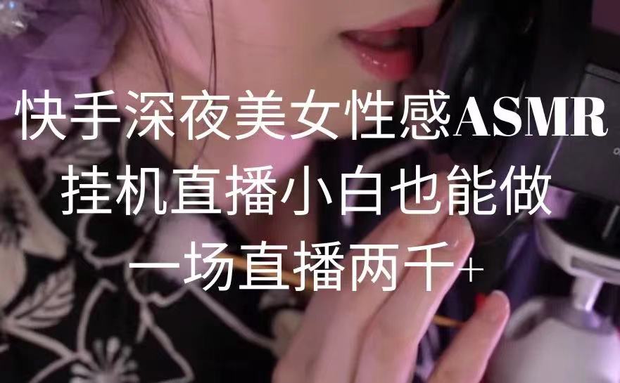 快手视频深更半夜美女性感ASMR放置挂机直播间，新手也可以做，一场直播2000-沐颜网创资源