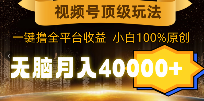 视频号顶级玩法，无脑月入40000+，一键撸全平台收益，纯小白也能100%原创-沐颜网创资源