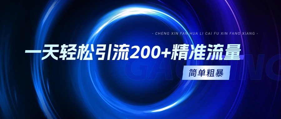 一天轻轻松松引流方法200 精准流量人群，简单直接，一看就会-沐颜网创资源