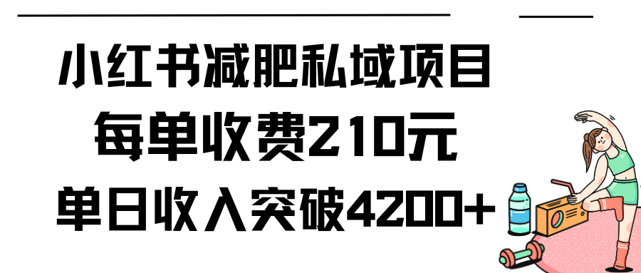 小红书的减肥瘦身公域新项目每一单收费标准210元单日交易量20单，最大日入4200-沐颜网创资源