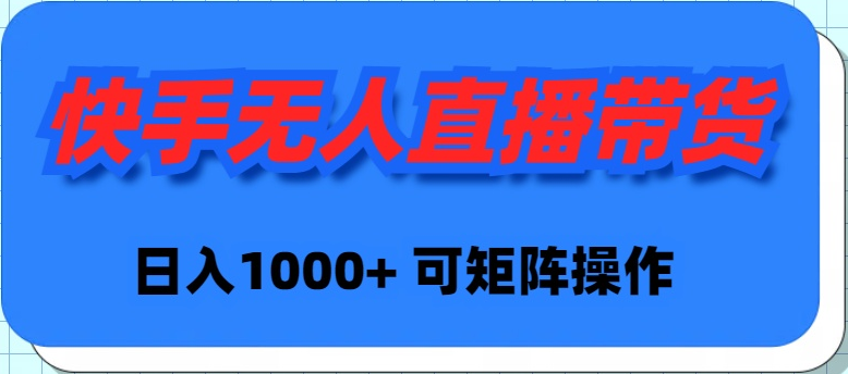 快手视频没有人直播卖货，初学者日入1000  可引流矩阵实际操作-沐颜网创资源