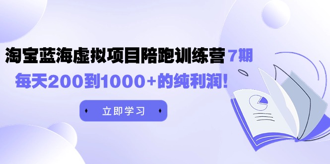 黄岛主《淘宝蓝海虚拟项目陪跑训练营7期》每日200到1000 的净利润-沐颜网创资源