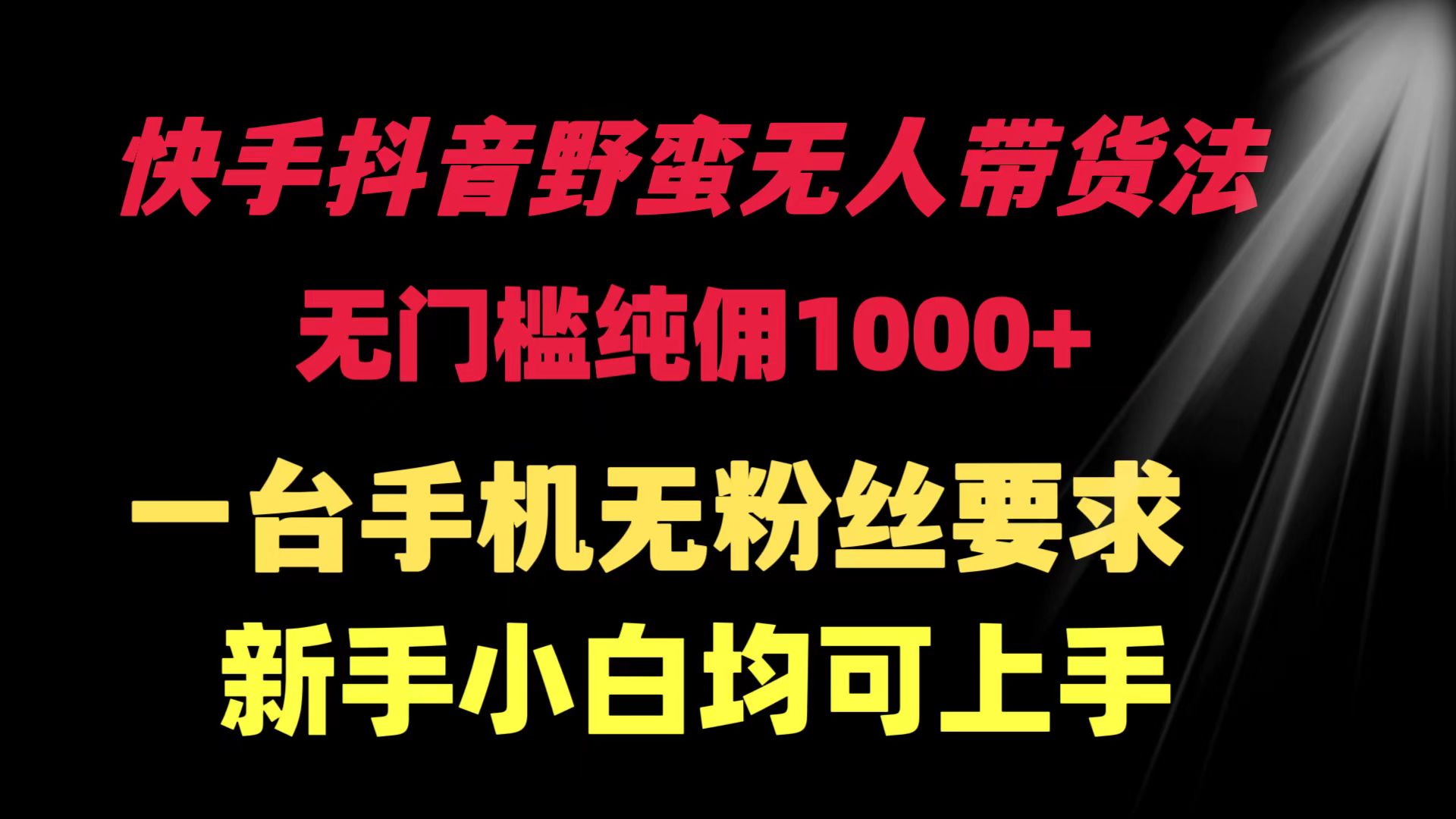 快手抖音粗暴没有人卖货法 零门槛纯佣1000  一台手机无粉丝们规定新手入门…-沐颜网创资源