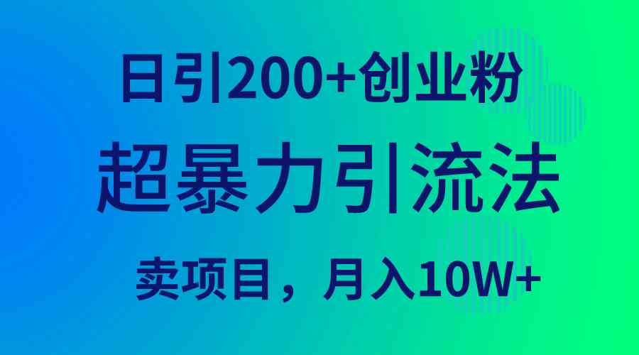超暴力引流法，日引200+创业粉，卖项目月入10W+-沐颜网创资源