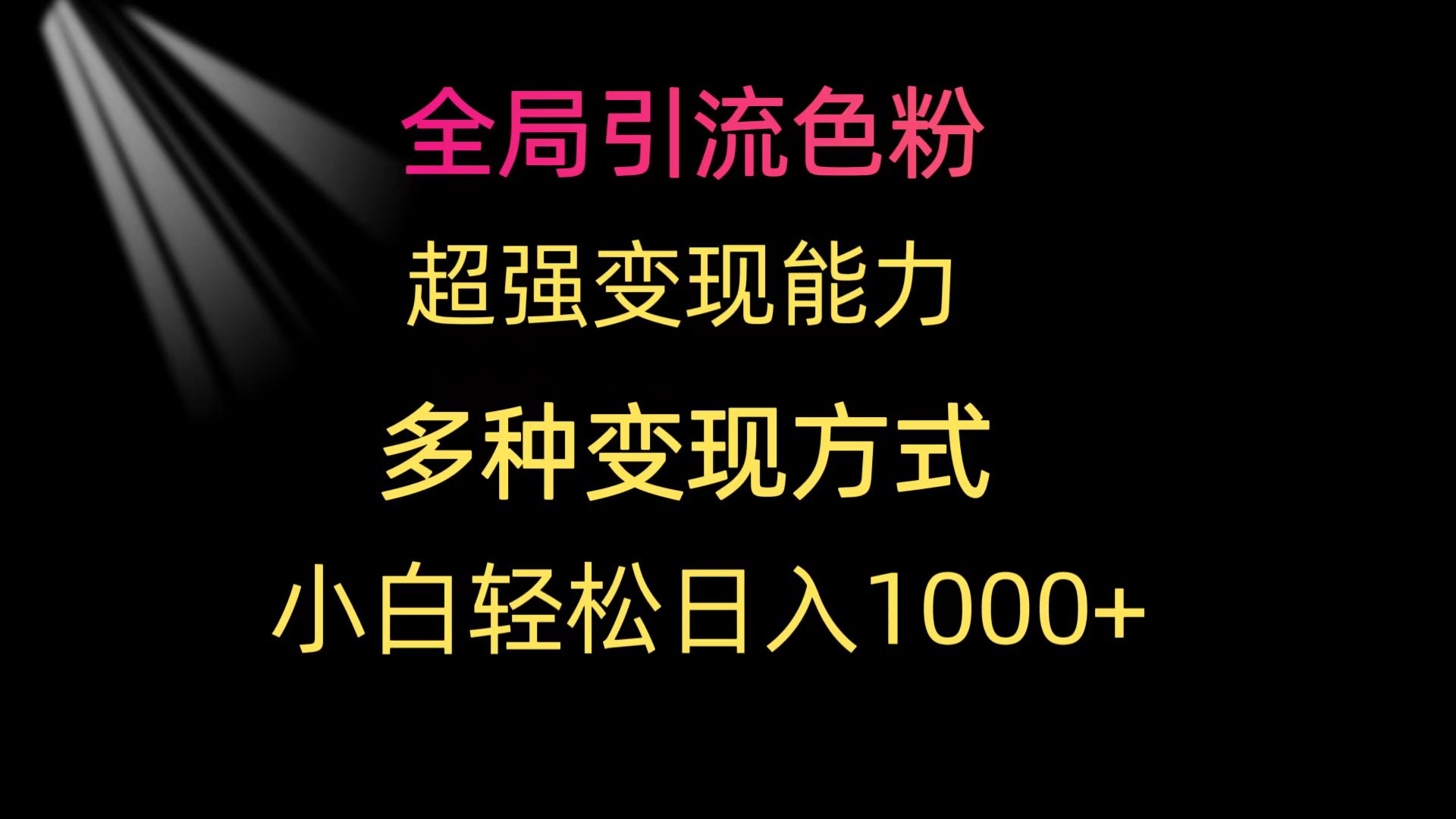 全局性引流方法颜料 极强变现力 多种多样变现模式 新手轻轻松松日入1000-沐颜网创资源