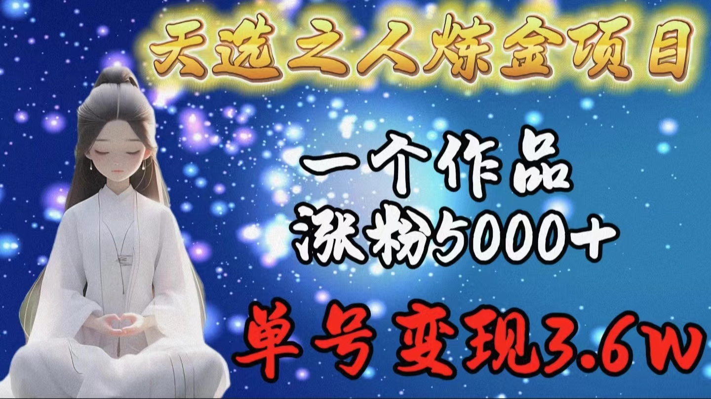 天选之人炼金项目，一个作品涨粉5000+，单号变现3.6w-沐颜网创资源