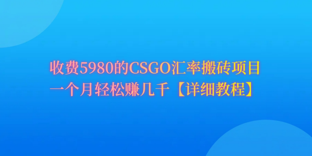 CSGO武器装备打金，月综合收益率达到60%，你就可以！-沐颜网创资源
