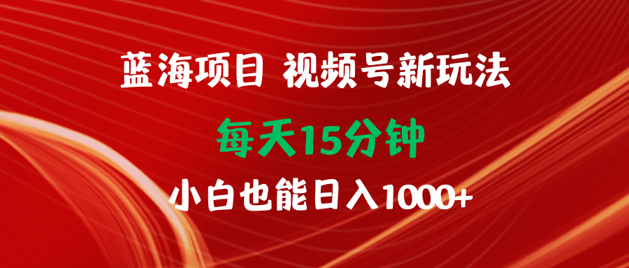 蓝海项目视频号新玩法 每天15分钟 小白也能日入1000+-沐颜网创资源