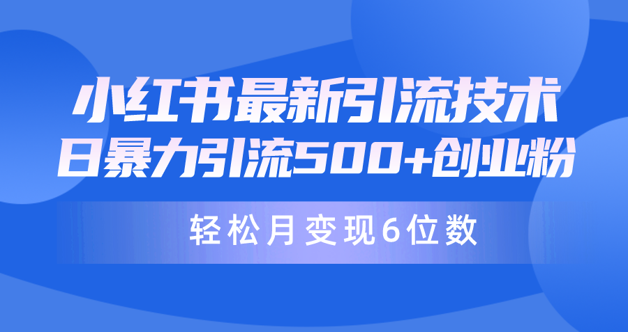 日引500 月转现六位数24年全新小红书的暴力行为引流方法做兼职粉实例教程-沐颜网创资源