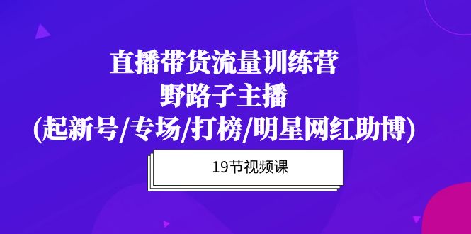 直播卖货总流量夏令营，歪门邪道网络主播(起小号/盛典/冲榜/明星网红助博)19堂课-沐颜网创资源