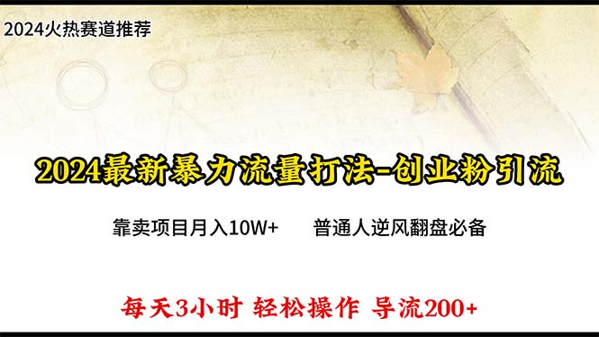 2024年全新暴力行为总流量玩法，每日导进300 ，靠卖项目月入10W-沐颜网创资源