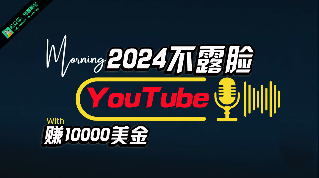AI做不露脸YouTube赚$10000月，可视化操作，小白可做，简单直接-沐颜网创资源