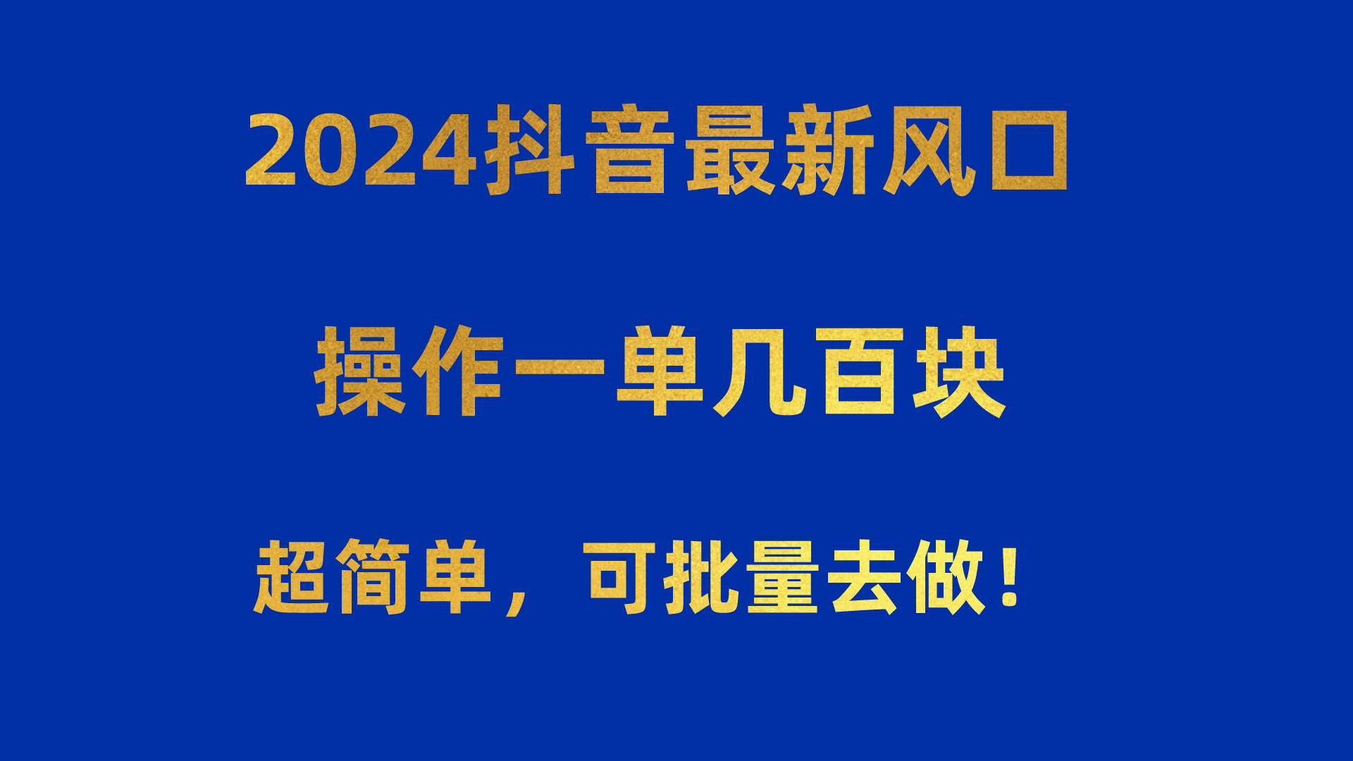 2024抖音最新出风口！实际操作一单几百元！超级简单，可大批量去干！！！-沐颜网创资源
