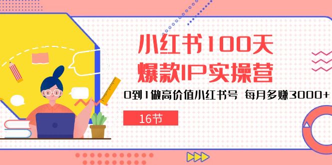 小红书的100天-爆品IP实际操作营，0到1拉高使用价值小红书的号 每月挣到3000-沐颜网创资源
