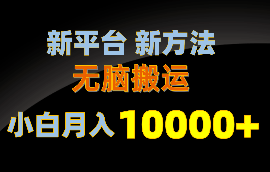 新平台新方法，无脑搬运，月赚10000+，小白轻松上手不动脑-沐颜网创资源