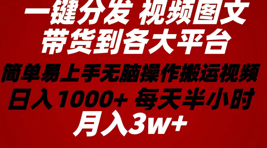 2024年 一键分发卖货图文视频  简单易上手 没脑子赚盈利 每天一小时日入1…-沐颜网创资源