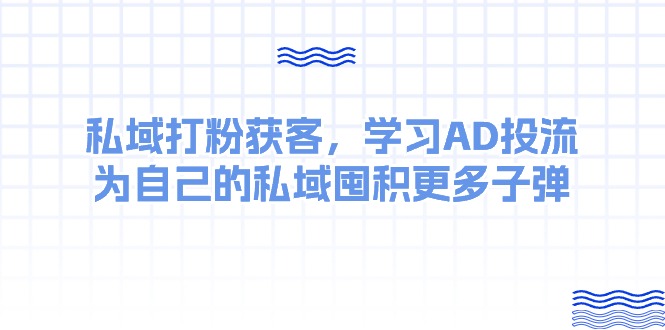 某收费标准课：公域磨粉拓客，学习培训AD投流，为自己公域积存大量炮弹-沐颜网创资源
