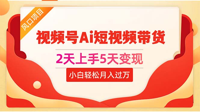 2天上手5天变现视频号Ai短视频带货0粉丝0基础小白轻松月入过万-沐颜网创资源