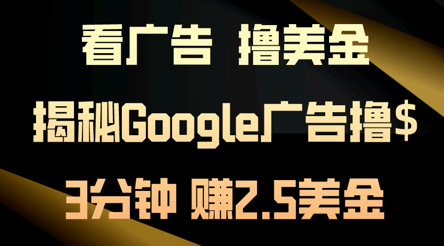买会员，撸美元！3min赚2.5美元！日入200美元指日可待！揭密Google广告宣传…-沐颜网创资源