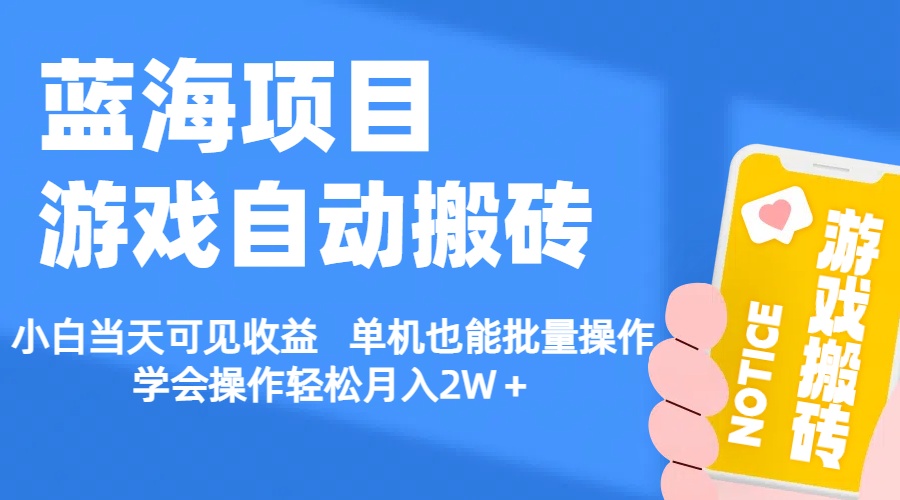 【蓝海项目】游戏自动搬砖 小白当天可见收益 单机也能批量操作 学会操…-沐颜网创资源