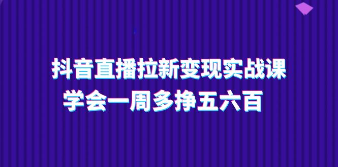 抖音直播拉新变现实操课，学会一周多挣五六百-沐颜网创资源