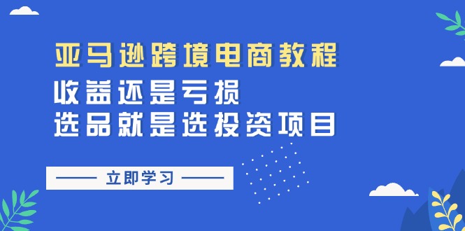亚马逊跨境电商教程：收益还是亏损！选品就是选投资项目-沐颜网创资源