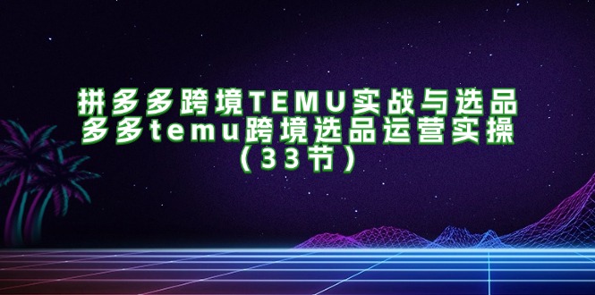 拼多多平台跨境电商TEMU实战演练与选款，多多的temu跨境电商选款经营实际操作-沐颜网创资源
