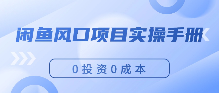 闲鱼平台蓝海项目实际操作指南，0投入0成本费，使你保证，月入了万，初学者能做-沐颜网创资源