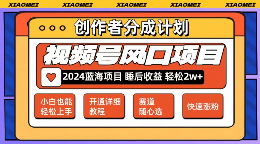 微信视频号大风口项目 轻松月入2w+ 多赛道选择，可矩阵，玩法简单轻松上手-沐颜网创资源