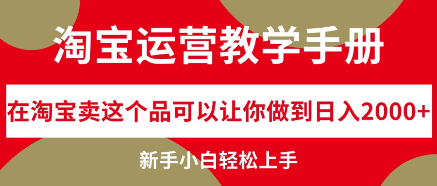 淘宝运营教学手册，在淘宝卖这个品可以让你做到日入2000+，新手小白轻…-沐颜网创资源