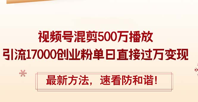 精华帖视频号混剪500万播放引流17000创业粉，单日直接过万变现，最新方…-沐颜网创资源