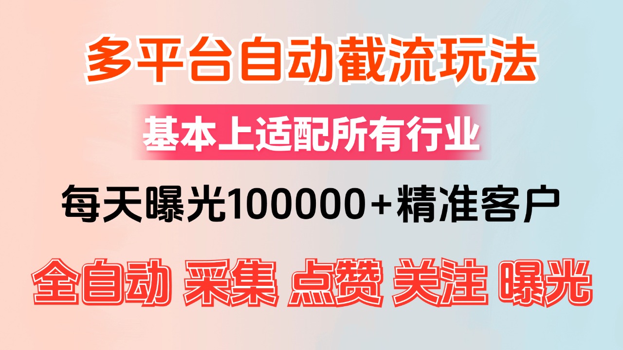 小红书抖音视频号最新截流获客系统，全自动引流精准客户【日曝光10000+…-沐颜网创资源