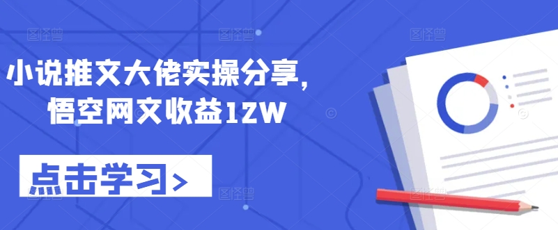 小说推文大佬实操分享，悟空网文收益12W-沐颜网创资源