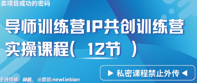 导师训练营3.0IP共创训练营私密实操课程-卖项目的密码成功秘诀【揭秘】-沐颜网创资源