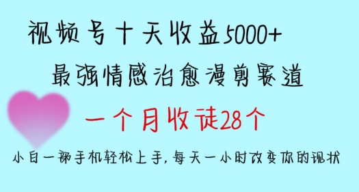 十天收益5000+，多平台捞金，视频号情感治愈漫剪，一个月收徒28个，小白一部手机轻松上手【揭秘】-沐颜网创资源