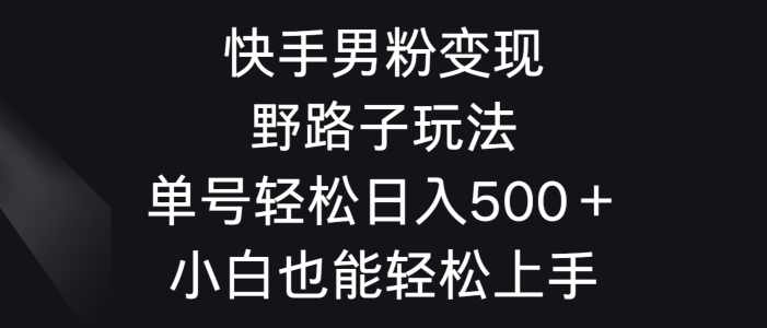 快手男粉变现野路子玩法，轻松日入500＋小白也能轻松上手-沐颜网创资源