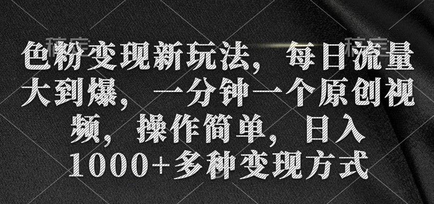色粉变现新玩法，每日流量大到爆，一分钟一个原创视频，操作简单，日入1000+多种变现方式-沐颜网创资源