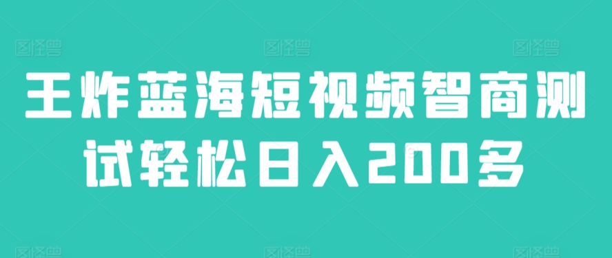王炸蓝海短视频智商测试轻松日入200多-沐颜网创资源